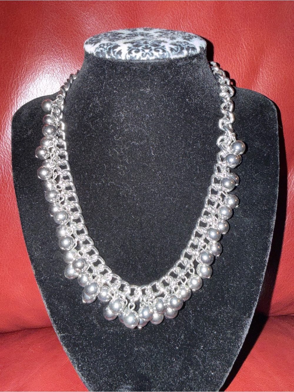 Silver Beaded Chain Necklace - Women's Jewelry
